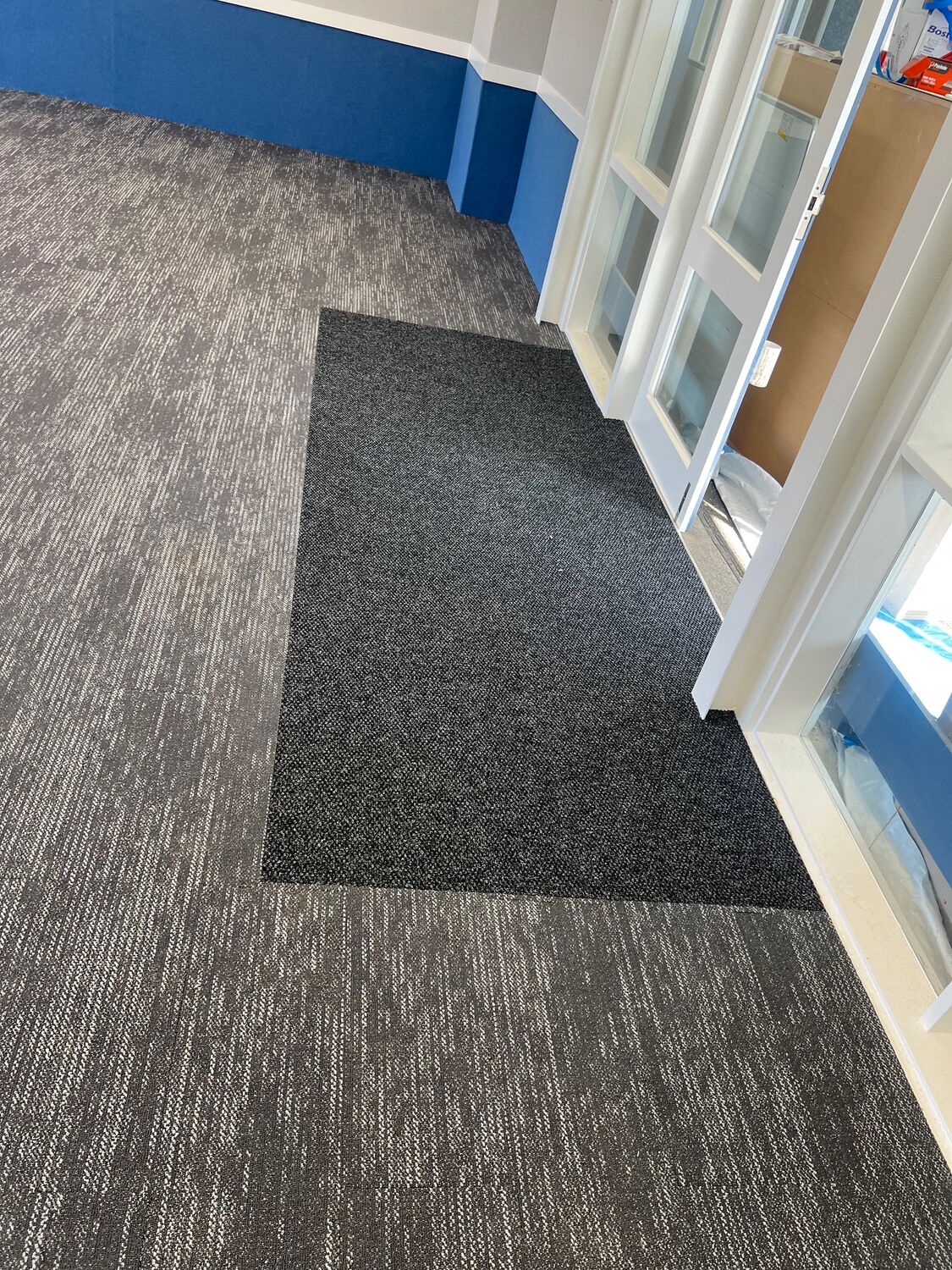 Carpet laid on stairs and landing